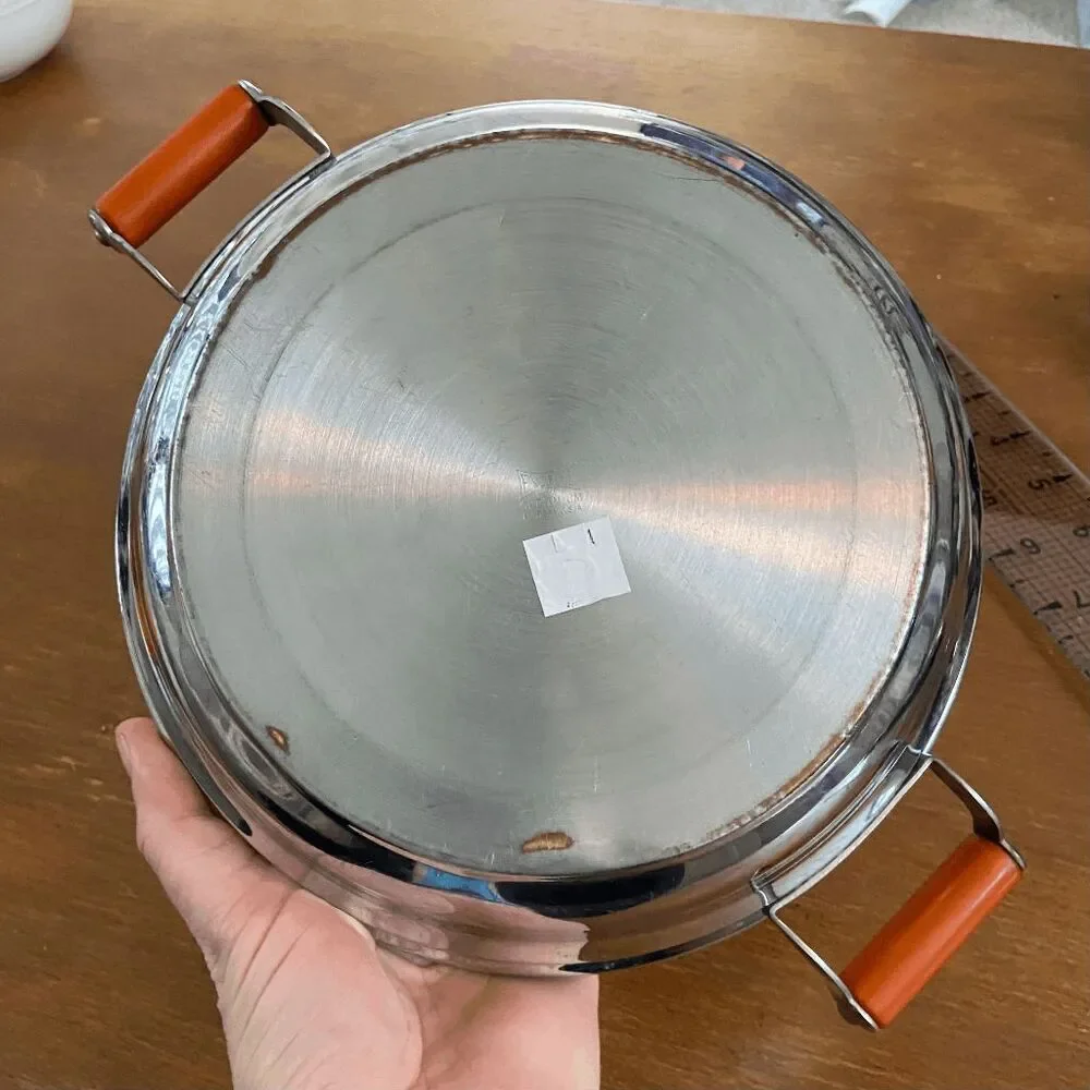 Vintage Little Bo Peep Baby Warming Dish with Chromium Handles, 1940s